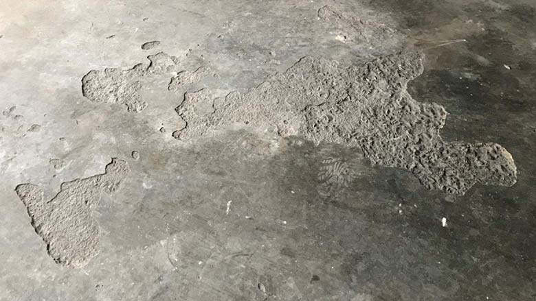 spalling of a garage floor after a fire